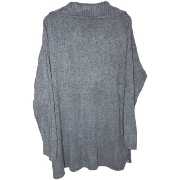 Barefoot Dreams CozyChic Lite High Rib Half Zip Tunic - Carbon - 1X (14-16*) - Picture 5 of 9